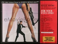 4w047 FOR YOUR EYES ONLY subway poster '81 no one comes close to Roger Moore as James Bond 007!