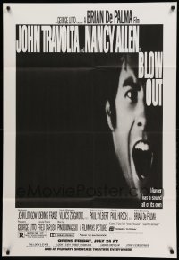 4w058 BLOW OUT half subway '81 John Travolta, Brian De Palma, murder has a sound all of its own!