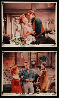 4x296 THREE VIOLENT PEOPLE 2 color 8x10 stills '56 images of sexy Anne Baxter & Charlton Heston!
