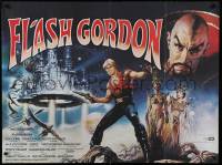 4y179 FLASH GORDON British quad '80 cool Casaro art of Sam Jones & Max Von Sydow as Ming!