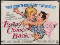 4y194 LOVER COME BACK British quad '62 different art of Rock Hudson & naughty Doris Day in bed!