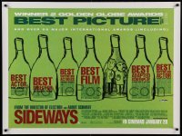 4y200 SIDEWAYS advance DS British quad '04 Alexander Payne classic, cool art of men in bottle!