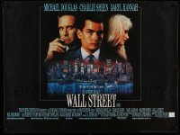4y204 WALL STREET British quad '87 Michael Douglas, Charlie Sheen, Daryl Hannah, Oliver Stone!