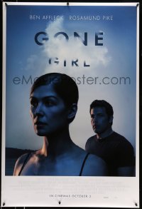 4y036 GONE GIRL advance Canadian 1sh '14 David Fincher mystery, different close-up of Pike, Affleck