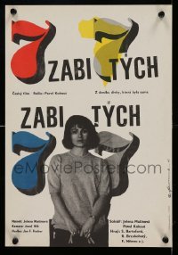 4y546 SEDM ZABITYCH Czech 11x16 '66 Sedm zabitych, solemn woman, artwork by Richard Fremund!