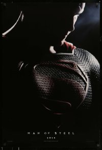 4y160 MAN OF STEEL teaser DS English 1sh '13 close-up of Henry Cavill in the title role as Superman