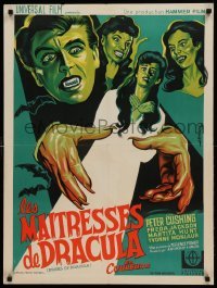4y335 BRIDES OF DRACULA French 24x32 R60s Terence Fisher, Hammer, different art by Koutachy!