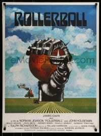 4y363 ROLLERBALL French 23x31 '75 cool completely different artwork by Jouineau Bourduge!
