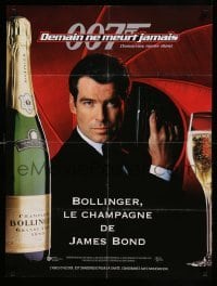 4y369 TOMORROW NEVER DIES French 24x32 '97 Brosnan as James Bond 007, Bollinger champagne tie-in!