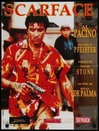 4y386 SCARFACE French 16x21 R80s bloody Al Pacino as Tony Montana w/gun!