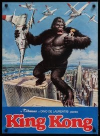 4y420 KING KONG Italian 20x27 '76 John Berkey art of BIG Ape on the Twin Towers!