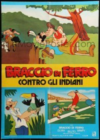 4y429 BRACCIO DI FERRO CONTRO GLI INDIANI Italian 27x38 pbusta '78 popeye cartoon art!