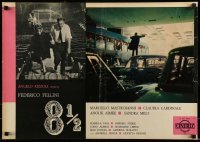 4y457 8 1/2 Italian 19x27 pbusta '63 Fellini classic, Marcello Mastroianni standing on car!