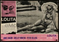 4y470 LOLITA Italian 19x27 pbusta '62 Stanley Kubrick, classic image of Sue Lyon sunbathing!