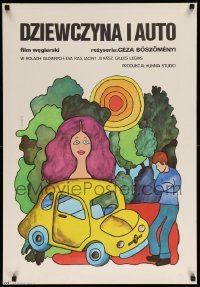 4y847 CAR Polish 23x33 '75 Hungarian comedy, great artwork by Hanna Bodnar!