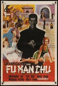 4y325 VENGEANCE OF FU MANCHU Spanish '68 cool art of Asian villain Christopher Lee!