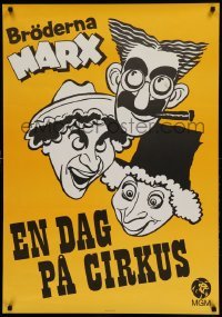 4y046 AT THE CIRCUS Swedish R70 wacky different art of Groucho, Chico, & Harpo Marx!