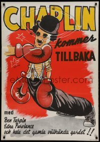 4y049 CHAMPION Swedish R44 completely different boxing art of Charlie Chaplin by Bjorne!