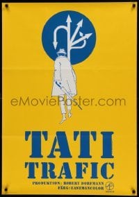 4y065 TRAFFIC Swedish '73 Jacques Tati as Mr. Hulot, cool completely different art!