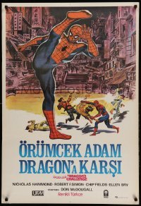 4y031 SPIDER-MAN: THE DRAGON'S CHALLENGE Turkish '80 art of Nick Hammond as Spidey by Graves!