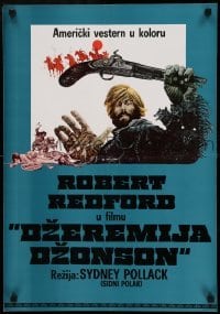 4y133 JEREMIAH JOHNSON Yugoslavian 19x27 '72 Coconis art of Robert Redford, directed by Pollack!