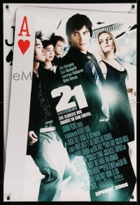 4z520 21 advance DS 1sh '08 Jim Strugess, Kevin Spacey, Kate Bosworth, blackjack, gambling!