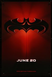 4z551 BATMAN & ROBIN advance DS 1sh '97 Clooney, O'Donnell, cool image of bat symbol!