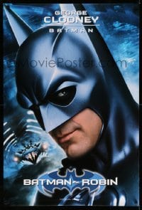 4z554 BATMAN & ROBIN teaser 1sh '97 cool super close up of George Clooney in costume!