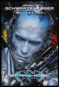 4z552 BATMAN & ROBIN teaser 1sh '97 cool super close up of Arnold Schwarzenegger as Mr. Freeze!