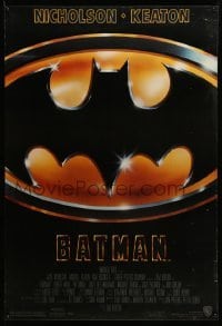 4z557 BATMAN 1sh '89 directed by Tim Burton, cool image of Bat logo, new credit design!