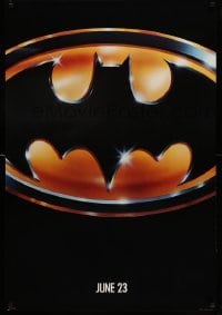4z558 BATMAN teaser 1sh '89 directed by Tim Burton, cool image of Bat logo, matte finish!