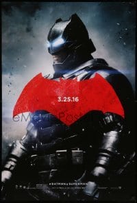 4z565 BATMAN V SUPERMAN teaser DS 1sh '16 cool image of armored Ben Affleck in title role!