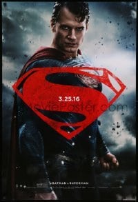 4z567 BATMAN V SUPERMAN teaser DS 1sh '16 waist-high image of Henry Cavill in title role!