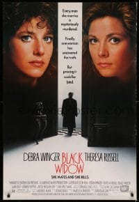 4z576 BLACK WIDOW 1sh '87 headshots of sexy Debra Winger & Theresa Russell!