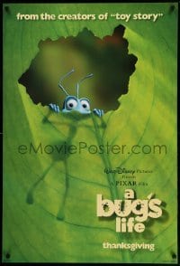 4z593 BUG'S LIFE advance DS 1sh '98 Thanksgiving style, Disney, Pixar, ant peeking through leaf