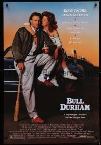 4z594 BULL DURHAM 1sh '88 great image of baseball player Kevin Costner & sexy Susan Sarandon