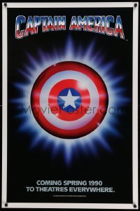 4z599 CAPTAIN AMERICA teaser 1sh '90 Marvel Comics superhero, cool image of shield!
