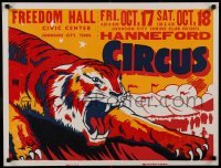 4z201 HANNEFORD CIRCUS 21x28 circus poster '60s art of snarling tiger, Freedom Hall!