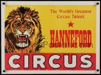 4z203 HANNEFORD CIRCUS 21x28 circus poster '60s wonderful art of growling lion!