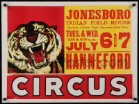 4z204 HANNEFORD CIRCUS 21x28 circus poster '60s wonderful art of tiger, Jonesboro!