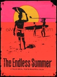 4z440 ENDLESS SUMMER 29x40 commercial poster '67 Bruce Brown surfing classic, cool day-glo art!