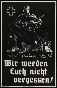 4z465 WE WILL NOT FORGET YOU 26x40 commercial poster '68 striking artwork of a German soldier!