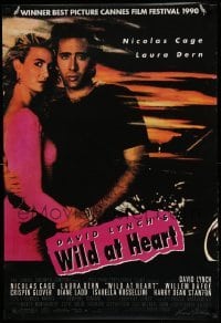 4z467 WILD AT HEART DS 25x37 commercial poster '90 David Lynch, Nicolas Cage & Laura Dern!