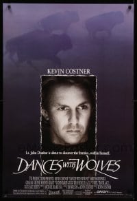 4z636 DANCES WITH WOLVES DS 1sh '90 Kevin Costner directs & stars, image of buffalo!