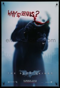 4z637 DARK KNIGHT teaser DS 1sh '08 cool image of Heath Ledger as the Joker, why so serious?