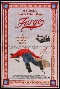 4z659 FARGO DS 1sh '96 a homespun murder story from Coen Brothers, Dormand, needlepoint design!