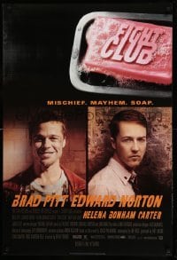4z664 FIGHT CLUB style A advance DS 1sh '99 portraits of Edward Norton and Brad Pitt & bar of soap!