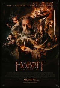 4z701 HOBBIT: THE DESOLATION OF SMAUG advance DS 1sh '13 Peter Jackson directed, cool cast montage!