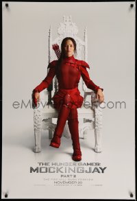 4z714 HUNGER GAMES: MOCKINGJAY - PART 2 teaser DS 1sh '15 image of Jennifer Lawrence in red outfit!