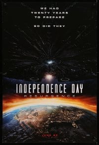 4z721 INDEPENDENCE DAY RESURGENCE style A teaser DS 1sh '16 Monroe, King, spaceship over earth!